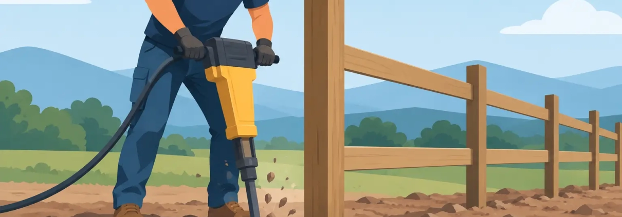 Jackhammer Fence Post Installation on Tough Ground